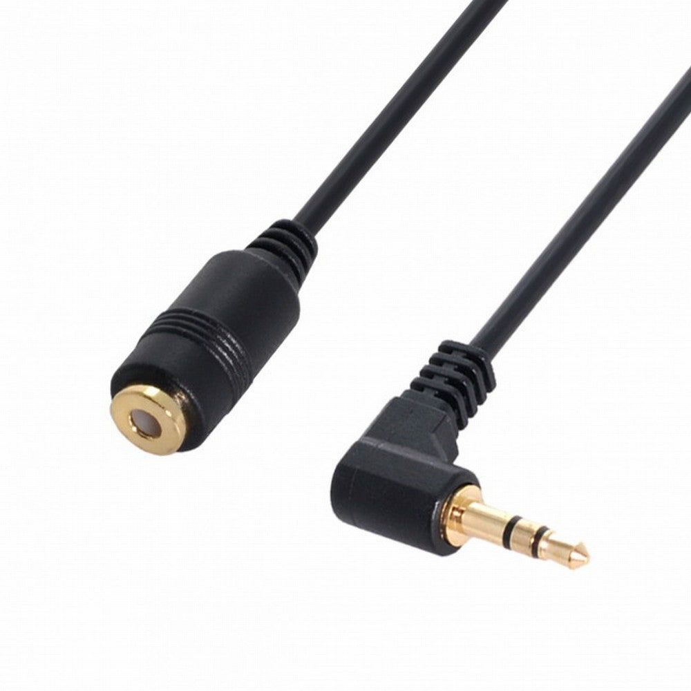 Chenyang 90 degree right angled 3.5mm 3poles Audio Stereo Male to Female Extension Cable 10cm Black CA-045