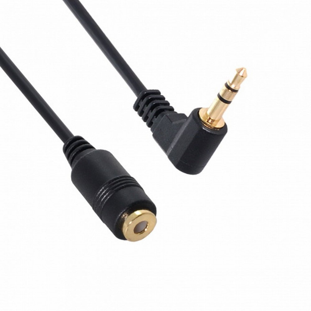 Chenyang 90 degree right angled 3.5mm 3poles Audio Stereo Male to Female Extension Cable 10cm Black CA-045