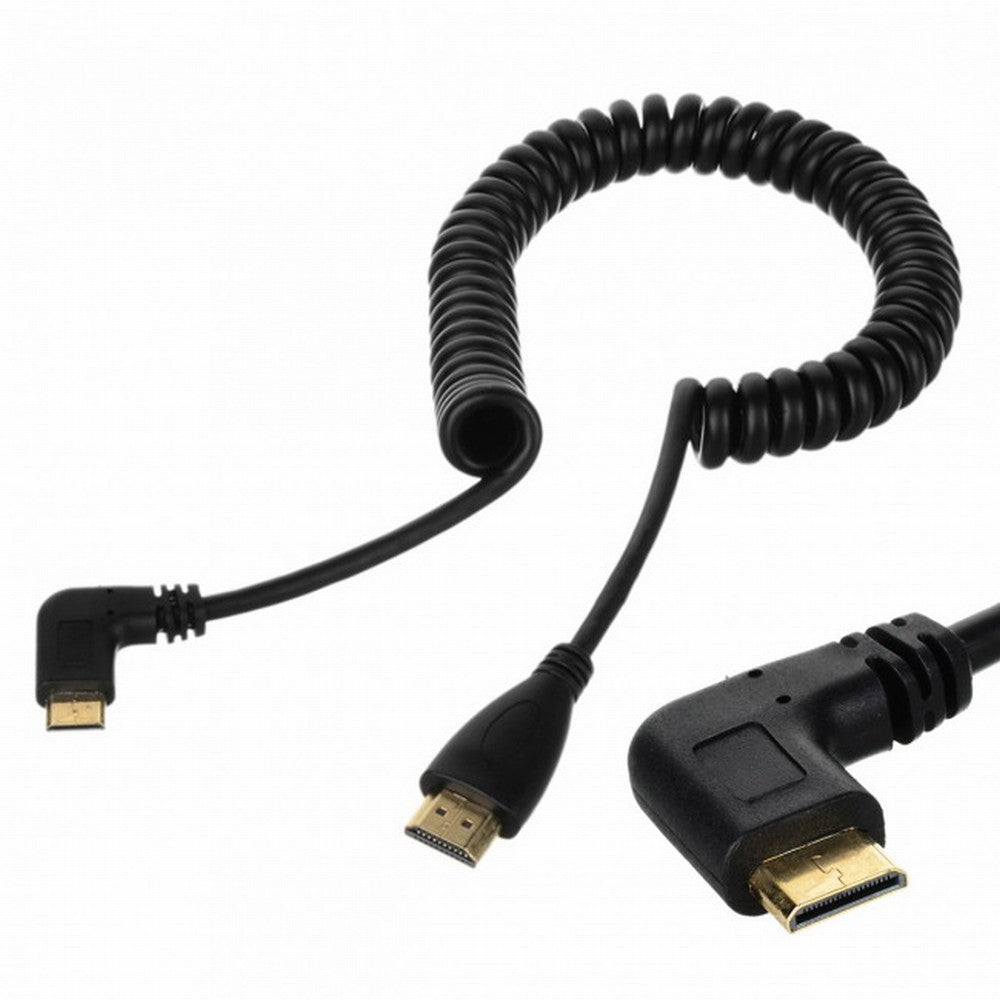 Chenyang 90 Degree Right Angled Type Mini HDMI Male to HDMI Male Stretch Spring Cable 4K 60hz 1.2m HD-108-RI