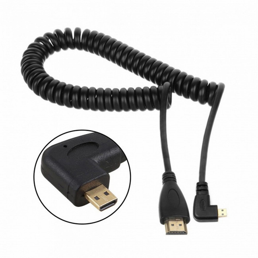 Chenyang Stretch Left Angled 90 Degree Micro HDMI to HDMI Male HDTV Cable 4K for Cell Phone Tablet Camera HD-110-LE