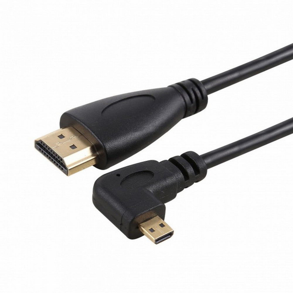 Chenyang Stretch Left Angled 90 Degree Micro HDMI to HDMI Male HDTV Cable 4K for Cell Phone Tablet Camera HD-110-LE