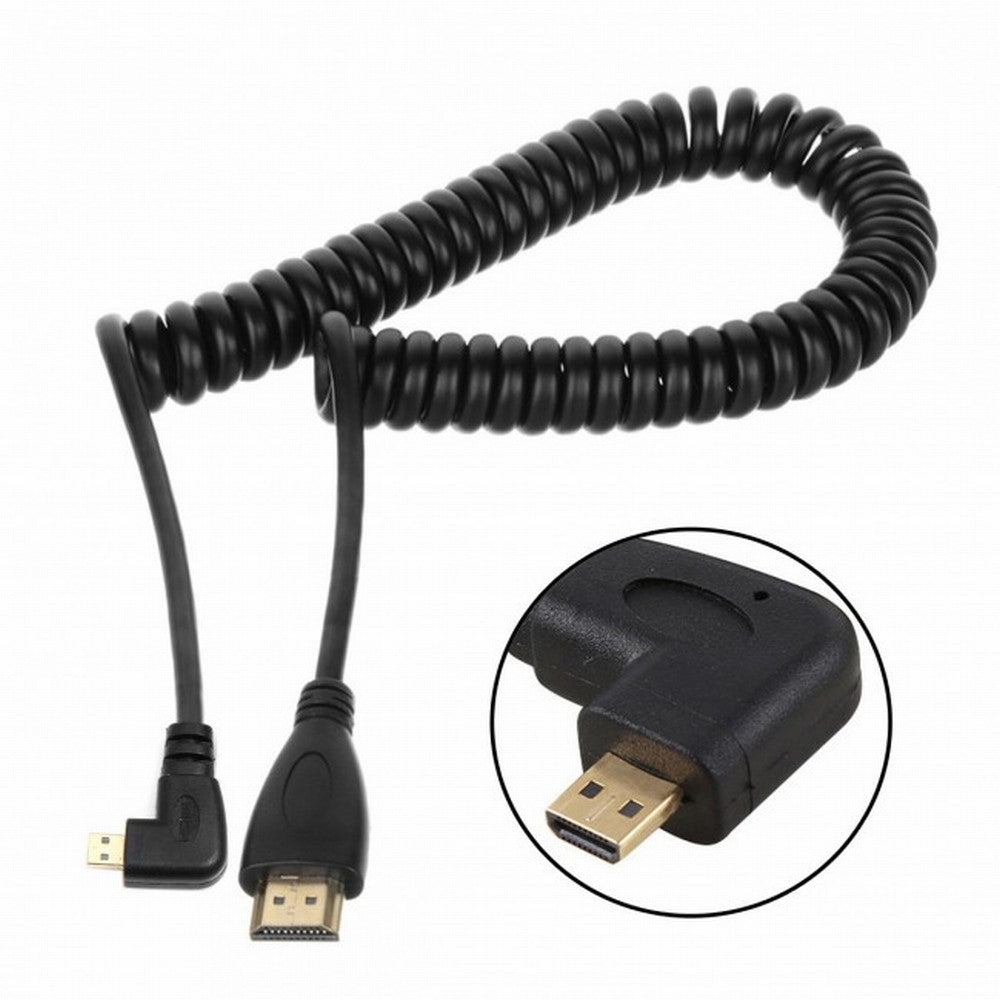 Chenyang Stretch Right Angled 90 Degree Micro HDMI to HDMI Male HDTV Cable for Cell Phone Tablet Camera HD-110-RI