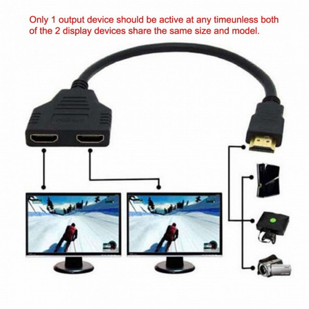 Chenyang One HDMI Male to Dual HDMI Female Y Splitter Switch Extension Adapter Cable for FOR PC HDTV Laptop 1080P HD-027