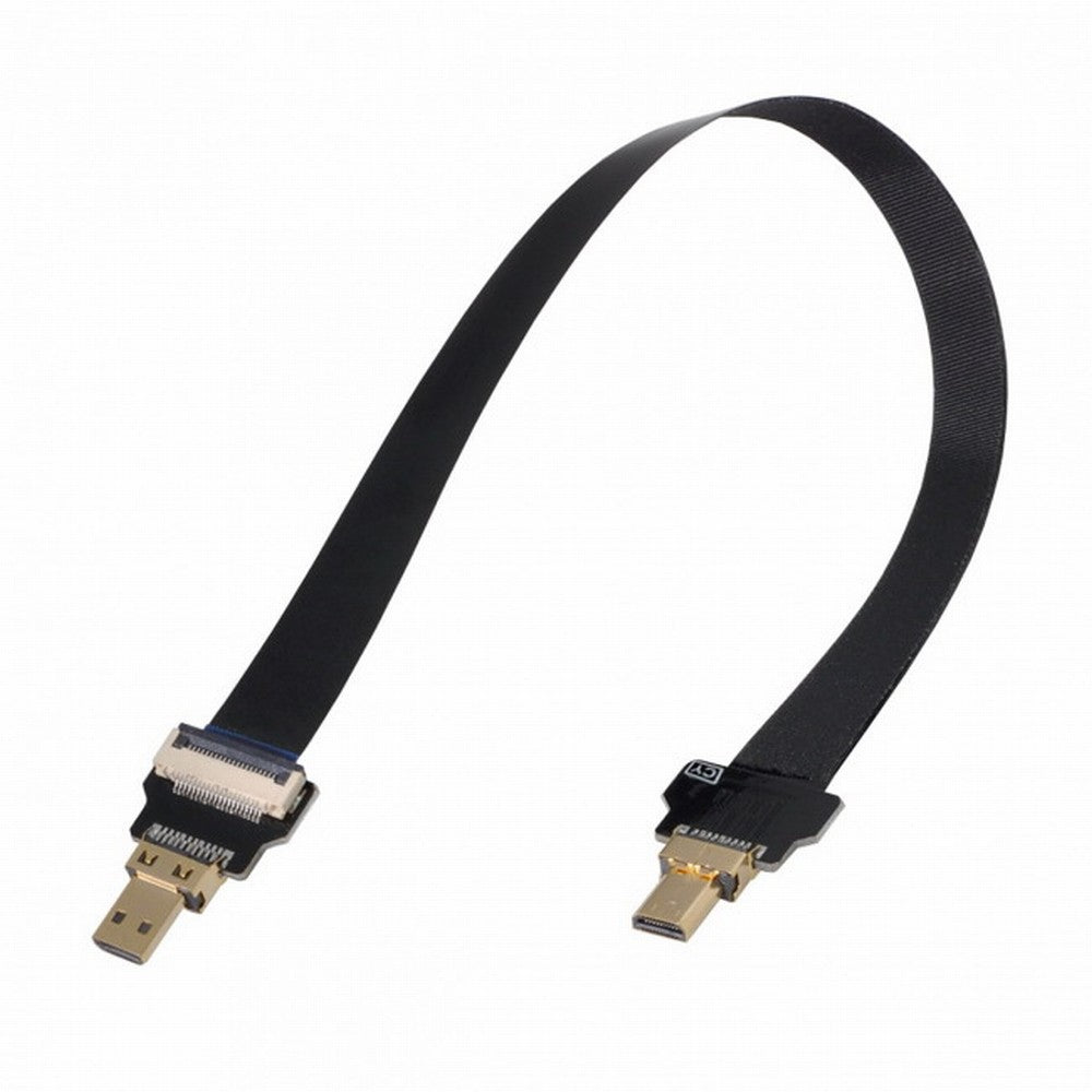 Chenyang CYFPV Micro HDMI Male to Micro HDMI Male Extension FPC Flat Cable 1080P for FPV HDTV Multicopter Aerial Photography CC-HD-185-BK