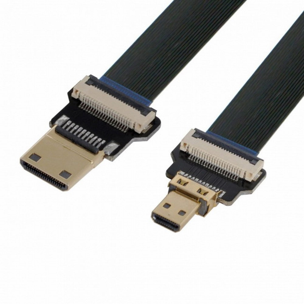 Chenyang CYFPV Mini HDMI Male to Micro HDMI Male Extension FPC Flat Cable 1080P for FPV HDTV Multicopter Aerial Photography CC-HD-199-BK