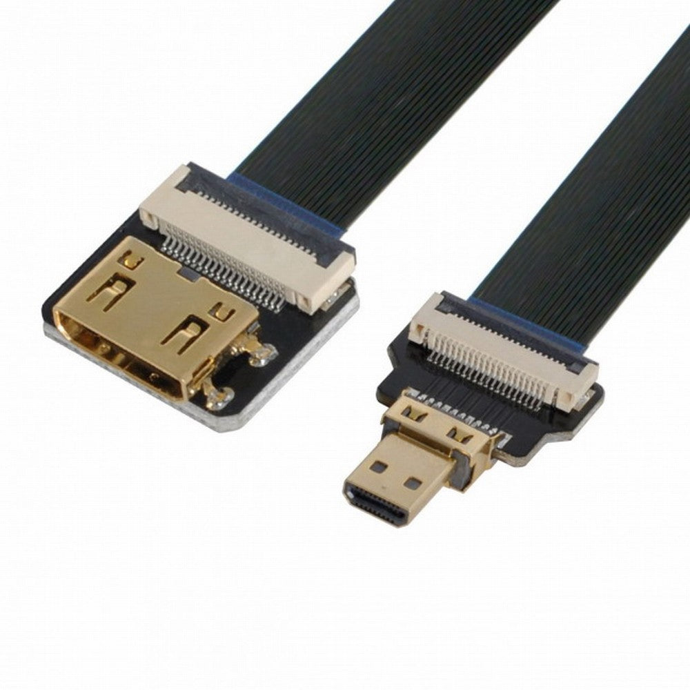 Chenyang CYFPV Mini HDMI Female to Micro HDMI Male Extension FPC Flat Cable 1080P for FPV HDTV Multicopter Aerial Photography CC-HD-204-BK