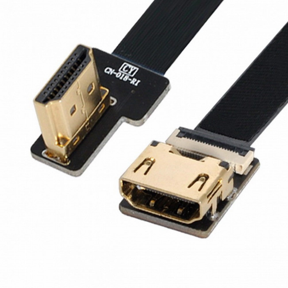 Chenyang CYFPV Left Angled 90 Degree HDMI Male to Female FPC Flat Cable for HDTV Multicopter Aerial Photography CC-HD-216-LE