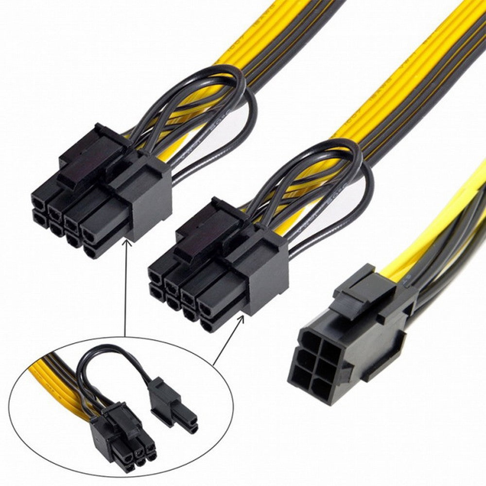 Chenyang PCI-E PCI Express ATX 6Pin Male to Dual 8Pin 6Pin Female Video Card Extension Splitter Power Cable PW-028