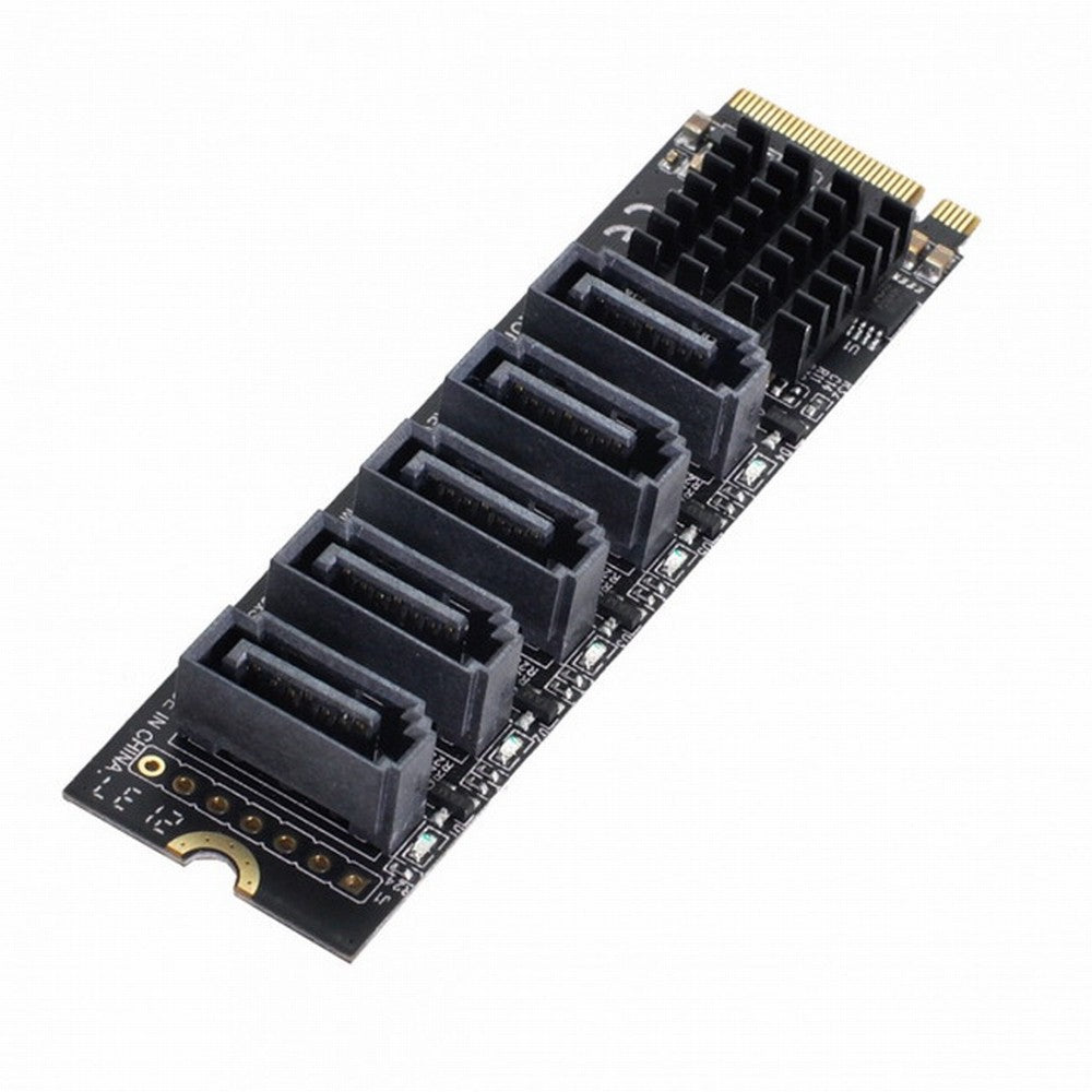 Chenyang NGFF NVME M-Key PCI Express to SATA 3.0 6Gbps 5 Ports Adapter Converter Hard Drive Extension Card JMB585 2280 SA-004