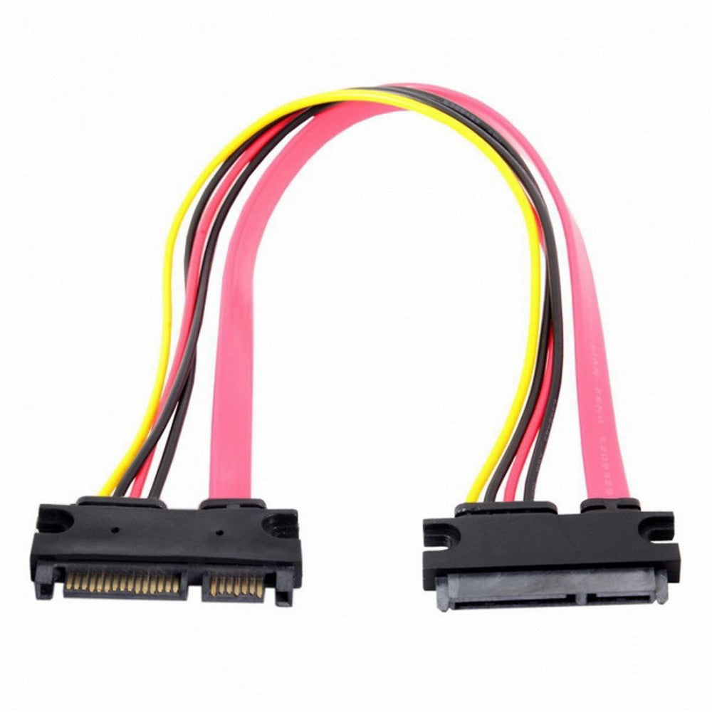 Chenyang SATA III 3.0 7+15 22 Pin SATA Male to Female Data Power Extension Cable 30cm Red Color SA-065-BK