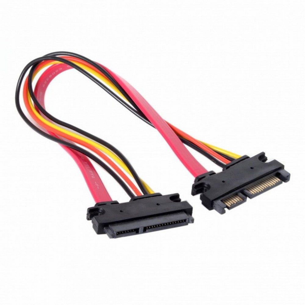 Chenyang SATA III 3.0 7+15 22 Pin SATA Male to Female Data Power Extension Cable 30cm Red Color SA-065-BK