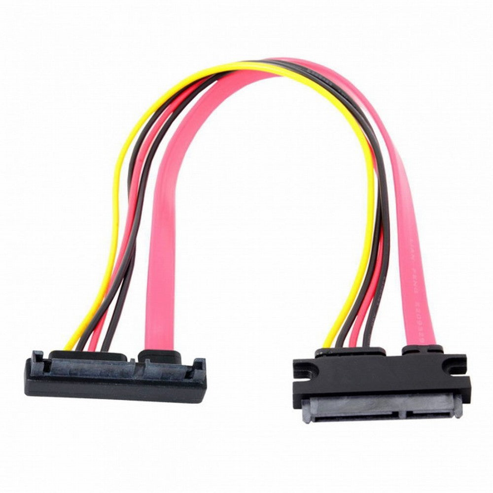 Chenyang Down Angled SATA III 3.0 7+15 22 Pin SATA Male to Female Data Power Extension Cable 30cm SA-065-DN