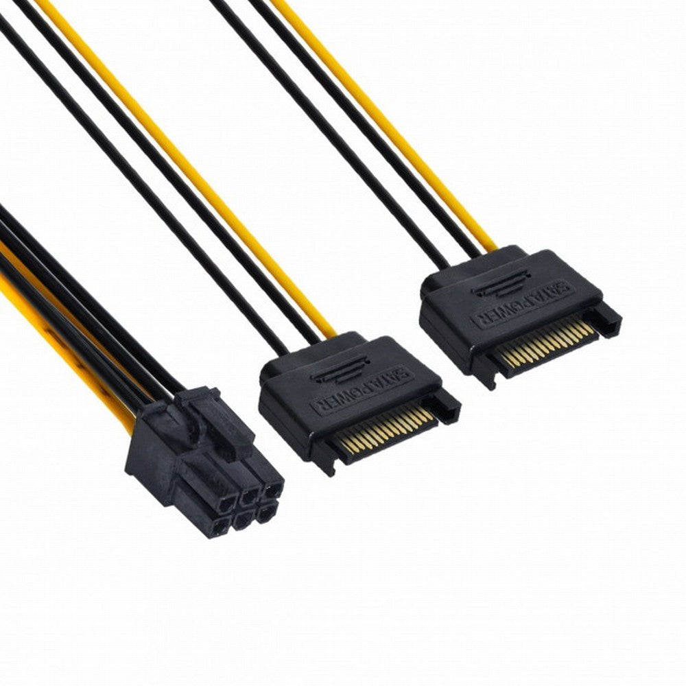 Chenyang Dual two SATA 15 Pin Male M to PCI-e Express Card 6 Pin Female Graphics Video Card Power Cable 15cm SA-117