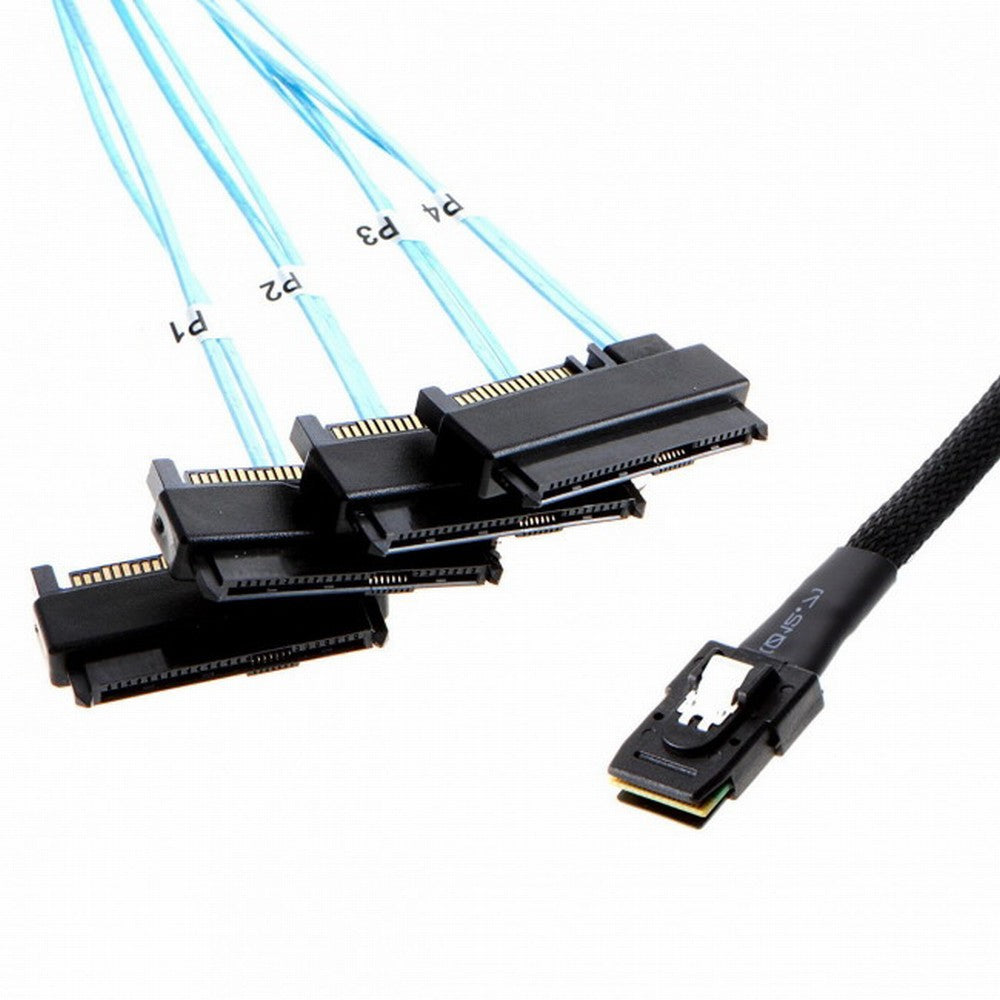 Chenyang Internal 36 Pin Mini SAS SFF-8087 Host to 4 SFF-8482 Target SAS Hard Disk and SATA Power Cable 100cm SF-091-1.0M