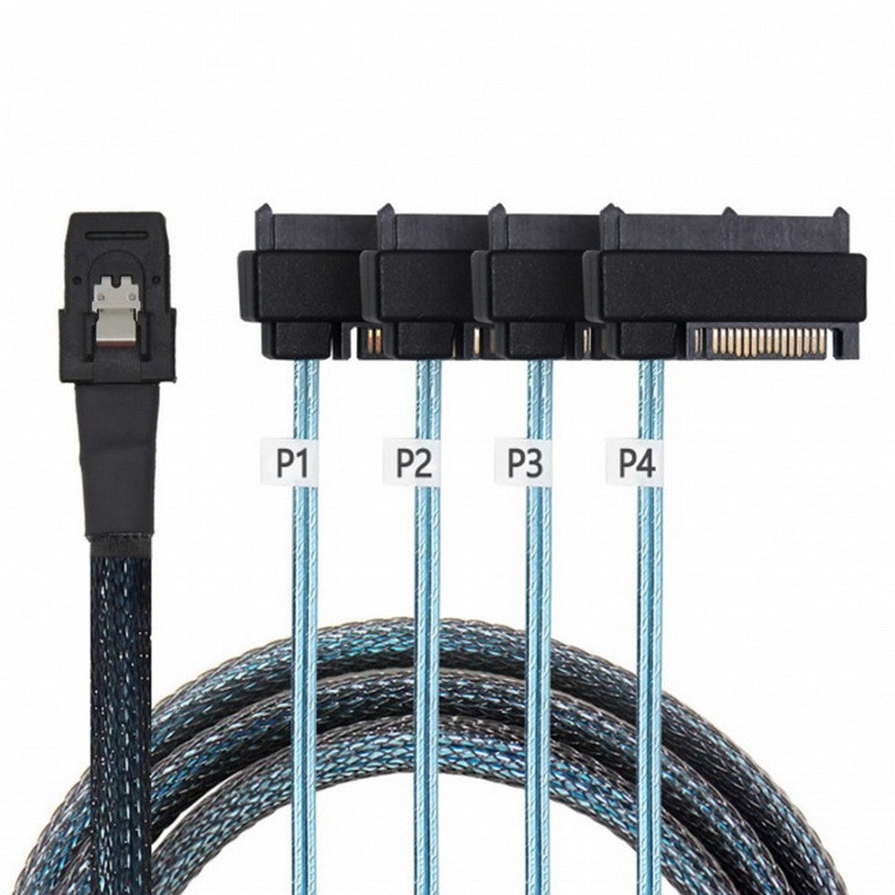 Chenyang Internal 36 Pin Mini SAS SFF-8087 Host to 4 SFF-8482 Target SAS Hard Disk and SATA Power Cable 100cm SF-091-1.0M