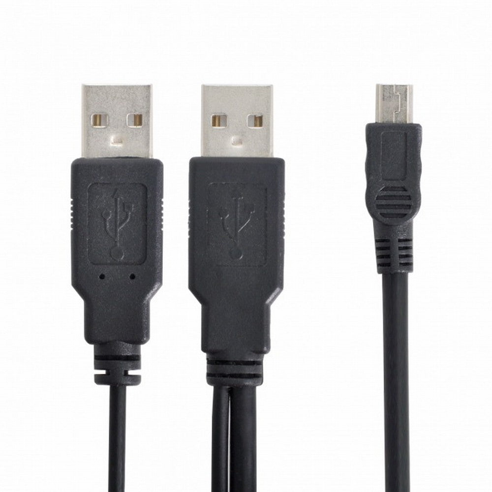 Chenyang USB2.0 Dual Two A type Male to Mini 5-Pin male Y Cable for Hard Disk Drive Case U2-023