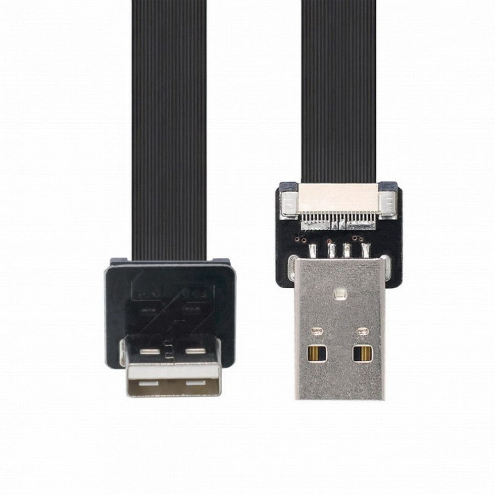 Chenyang Down Angled USB 2.0 Type-A Male to Type-A Male Data Flat Slim FPC Cable 90 Degree for FPV Disk Scanner Printer CC-U2-031-DN