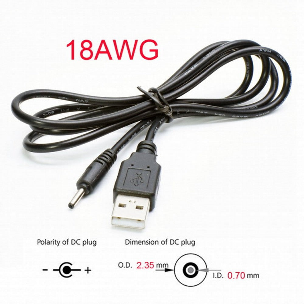 Chenyang 18AWG 0.75mm*2 USB 2.0 A Type Male to DC 2.50mm 2.35mm 0.7mm Power Plug 5V Cable 100cm U2-035