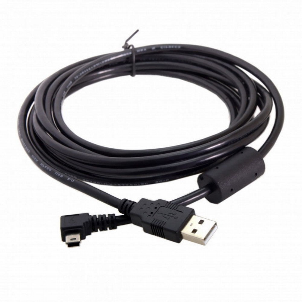 Chenyang Mini USB B Type 5pin Male Left Angled 90 Degree to USB 2.0 Male Data Cable with Ferrite U2-057-LE-3.0M/U2-057-LE-5.0M