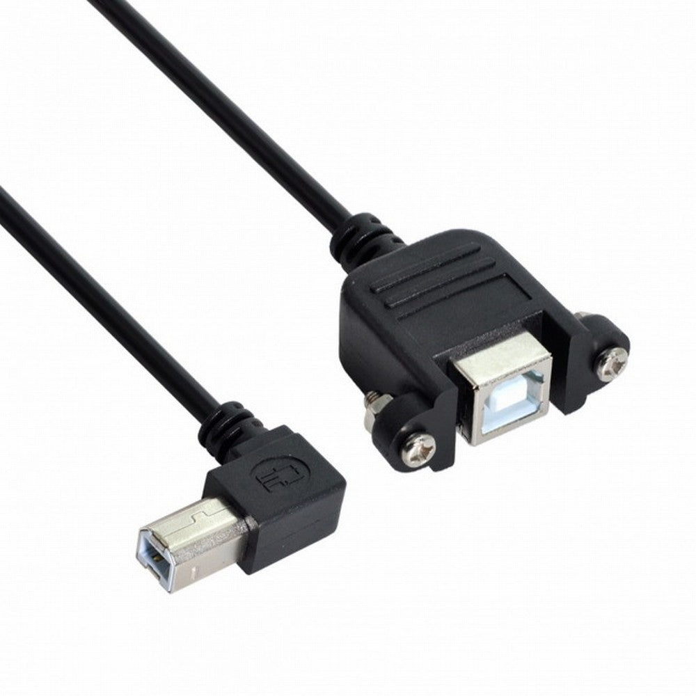 Chenyang 90 Degree Left Angled USB B Type Male to Female extension cable with screws for Panel Mount 50cm U2-132-LE-0.5M