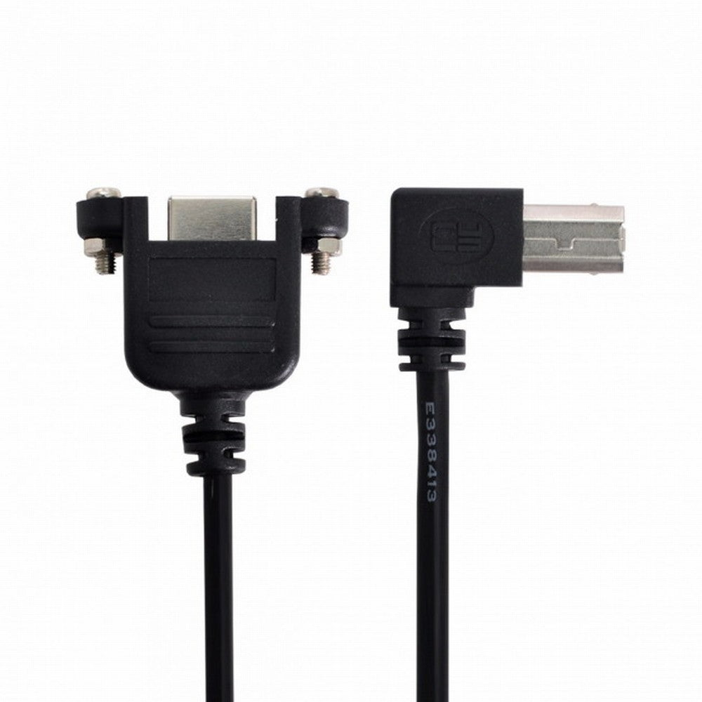 Chenyang 90 Degree Left Angled USB B Type Male to Female extension cable with screws for Panel Mount 50cm U2-132-LE-0.5M