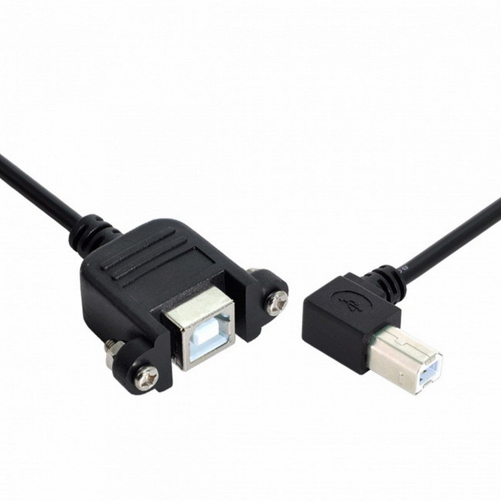 Chenyang 90 Degree Right Angled USB B Type Male to Female extension cable with screws for Panel Mount CC-U2-132-RI