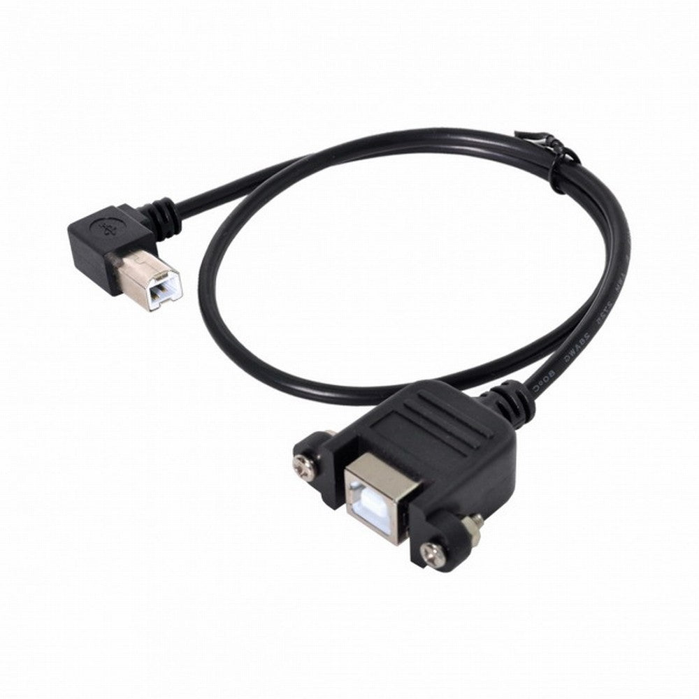 Chenyang 90 Degree Right Angled USB B Type Male to Female extension cable with screws for Panel Mount CC-U2-132-RI