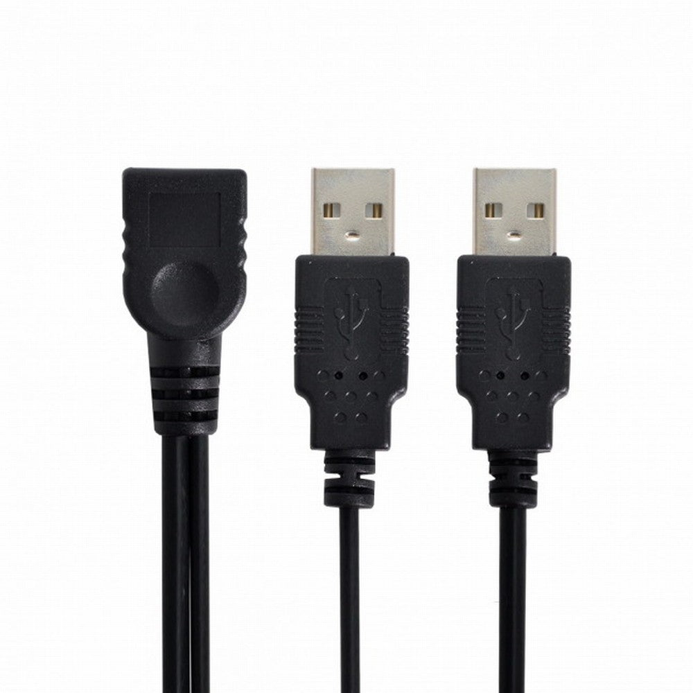 Chenyang Black USB 2.0 Female A to Dual A Male Extra Power Data Y Extension Cable for 2.5" Mobile Hard Disk U2-131