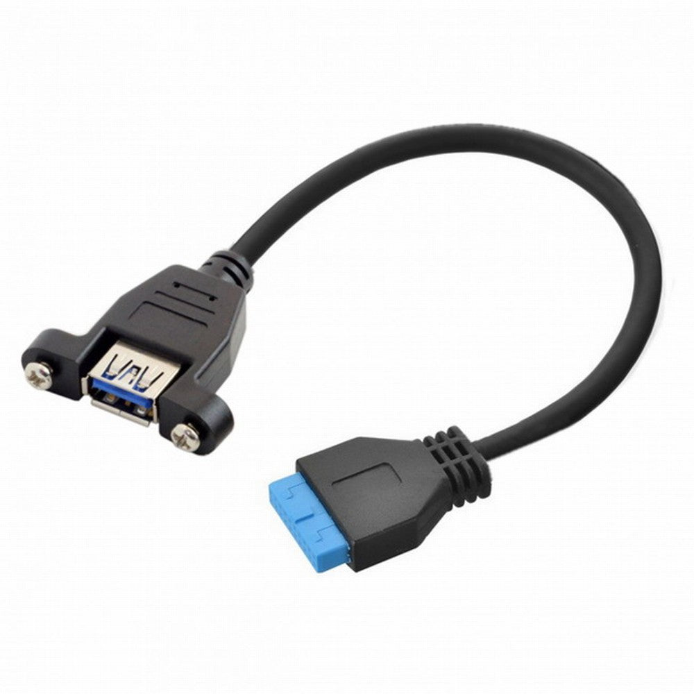 Chenyang USB 3.0 Single Port A Female Screw Mount Type to Motherboard 20pin Header Cable 25cm U3-005-BK