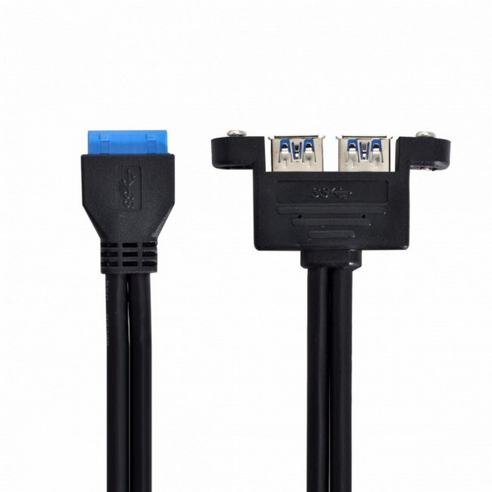 Chenyang Dual Port USB 3.0 Female Panel Type to Motherboard 20Pin Header cable 50cm U3-043