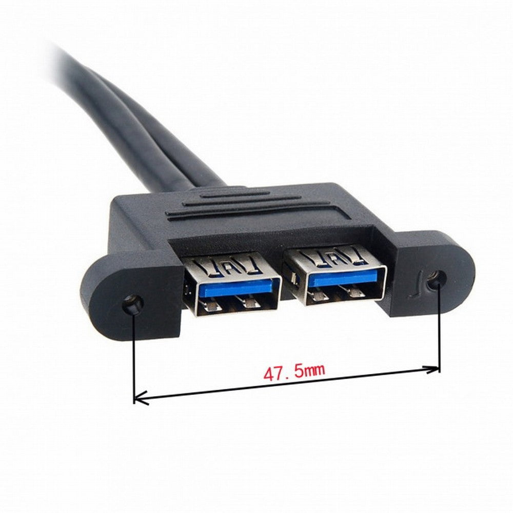 Chenyang Dual Port USB 3.0 Female Panel Type to Motherboard 20Pin Header cable 50cm U3-043