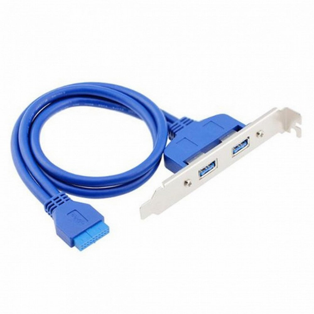 Chenyang Internal Dual USB 3.0 Female Mount Panel to Motherboard 20pin Cable with PCI Bracket 50cm U3-066-2P