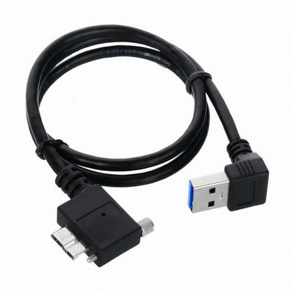 Chenyang Down Direction Right Angled 90 Degree USB 3.0 A plug to Micro B Plug Left Angled locking screws Panel Cable 40cm U3-078-LE