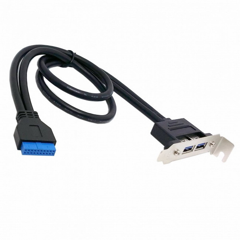 Chenyang Low Profile 80mm Height USB 3.0 Female Back panel to Motherboard 20pin cable with PCI bracket 50cm U3-086