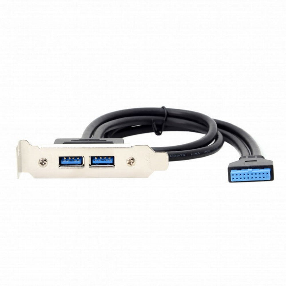 Chenyang Low Profile 80mm Height USB 3.0 Female Back panel to Motherboard 20pin cable with PCI bracket 50cm U3-086