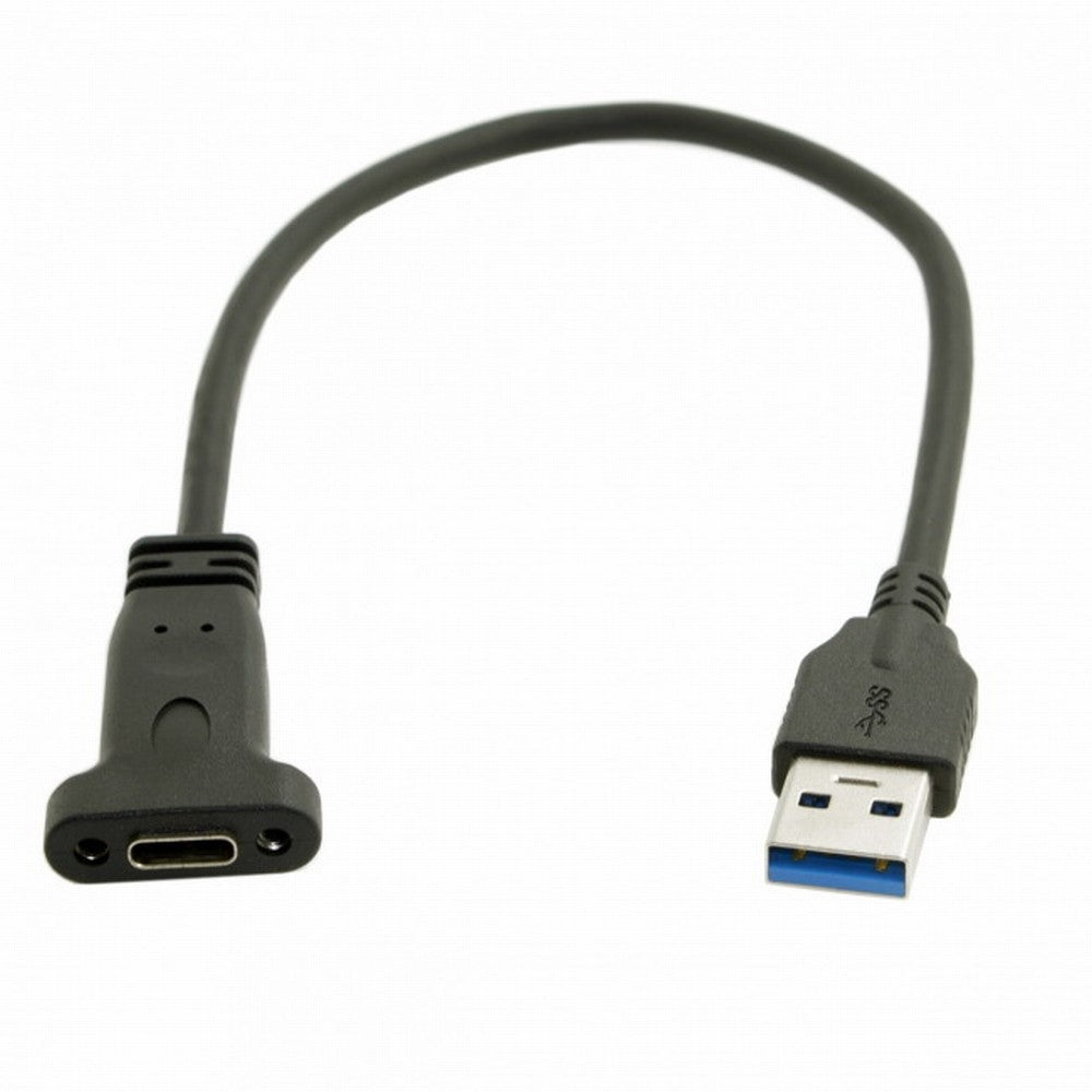 Chenyang USB-C USB 3.1 Type C Female to USB 3.0 A Male Data Cable 20cm with Panel Mount Screw Hole UC-042