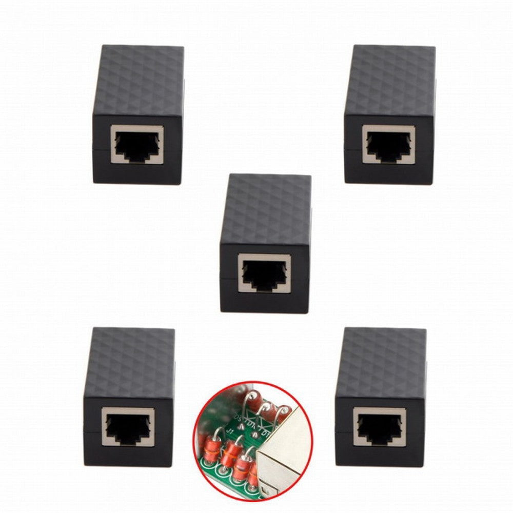 Chenyang 5pcs/lot Lightning Protection RJ45 UTP STP CAT6 CAT5e Female to Female Network Lan Adapter Extender UT-013-5PCS