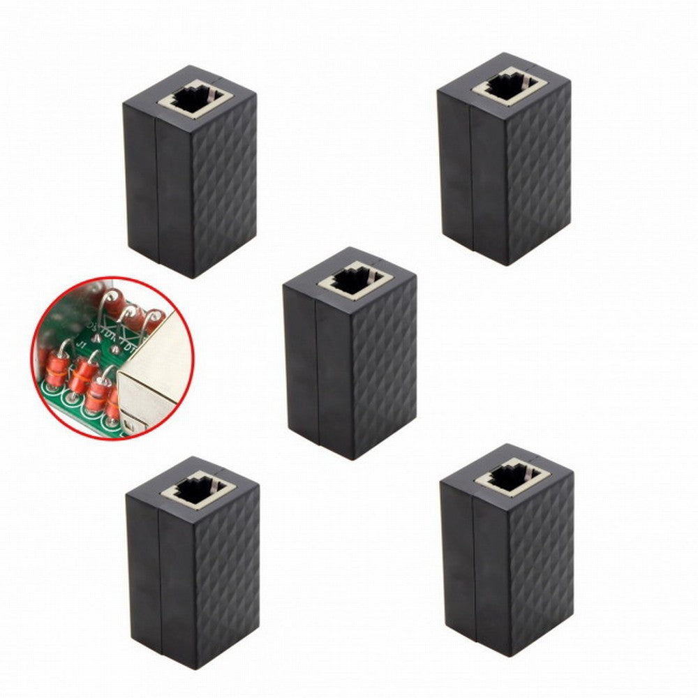 Chenyang 5pcs/lot Lightning Protection RJ45 UTP STP CAT6 CAT5e Female to Female Network Lan Adapter Extender UT-013-5PCS