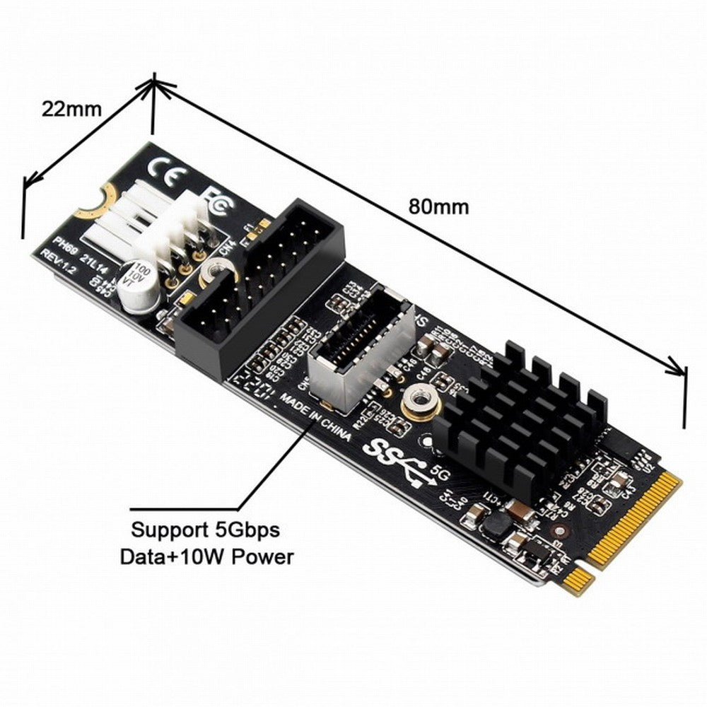 Chenyang 5Gbps Type-E USB 3.1 Front Panel Socket USB 2.0 to NVME NGFF M-Key Express Card Adapter for Motherboard EP-018