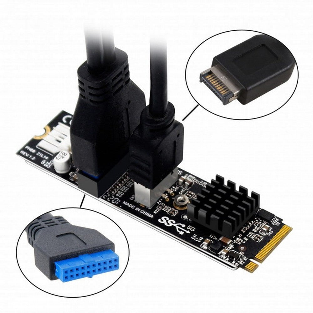 Chenyang 5Gbps Type-E USB 3.1 Front Panel Socket USB 2.0 to NVME NGFF M-Key Express Card Adapter for Motherboard EP-018