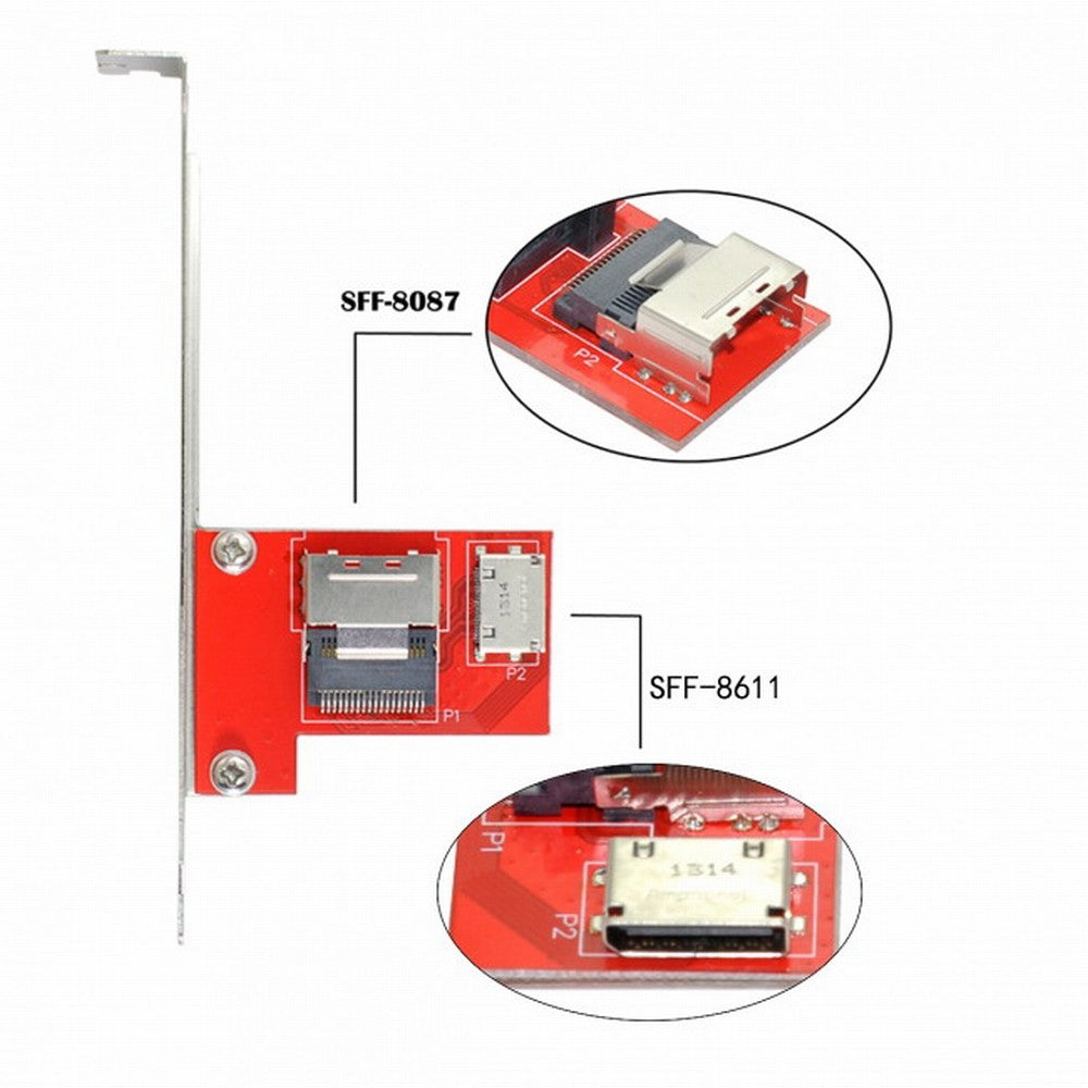 Chenyang PCI-Express 4.0 Mini SAS SFF-8087 to Oculink SFF-8611 SFF-8612 PCBA Female Adapter With Bracket SF-041