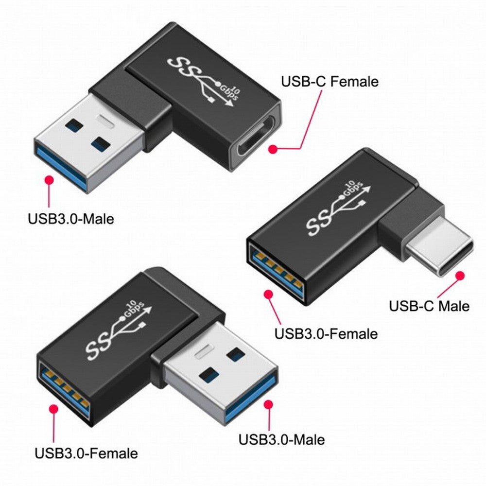 Chenyang 3pcs/lot Angled 90 Degree USB 3.1 Type C Male Female to USB3.0 Type A Female OTG Data 10Gbps Adapter UC-081