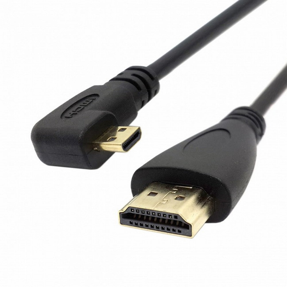 Chenyang Left Angled 90 Degree Micro HDMI to HDMI Male HDTV Cable for Cell Phone Tablet Camera HD-066-LE