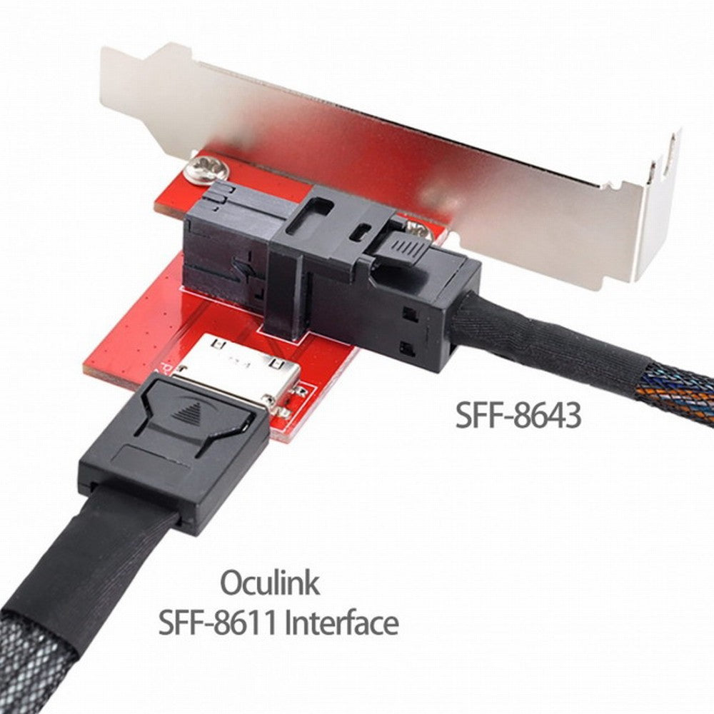 Chenyang PCI-Express 4.0 Mini SAS HD SFF-8643 to Oculink SFF-8611 SFF-8612 PCBA Female Adapter With Bracket SF-042