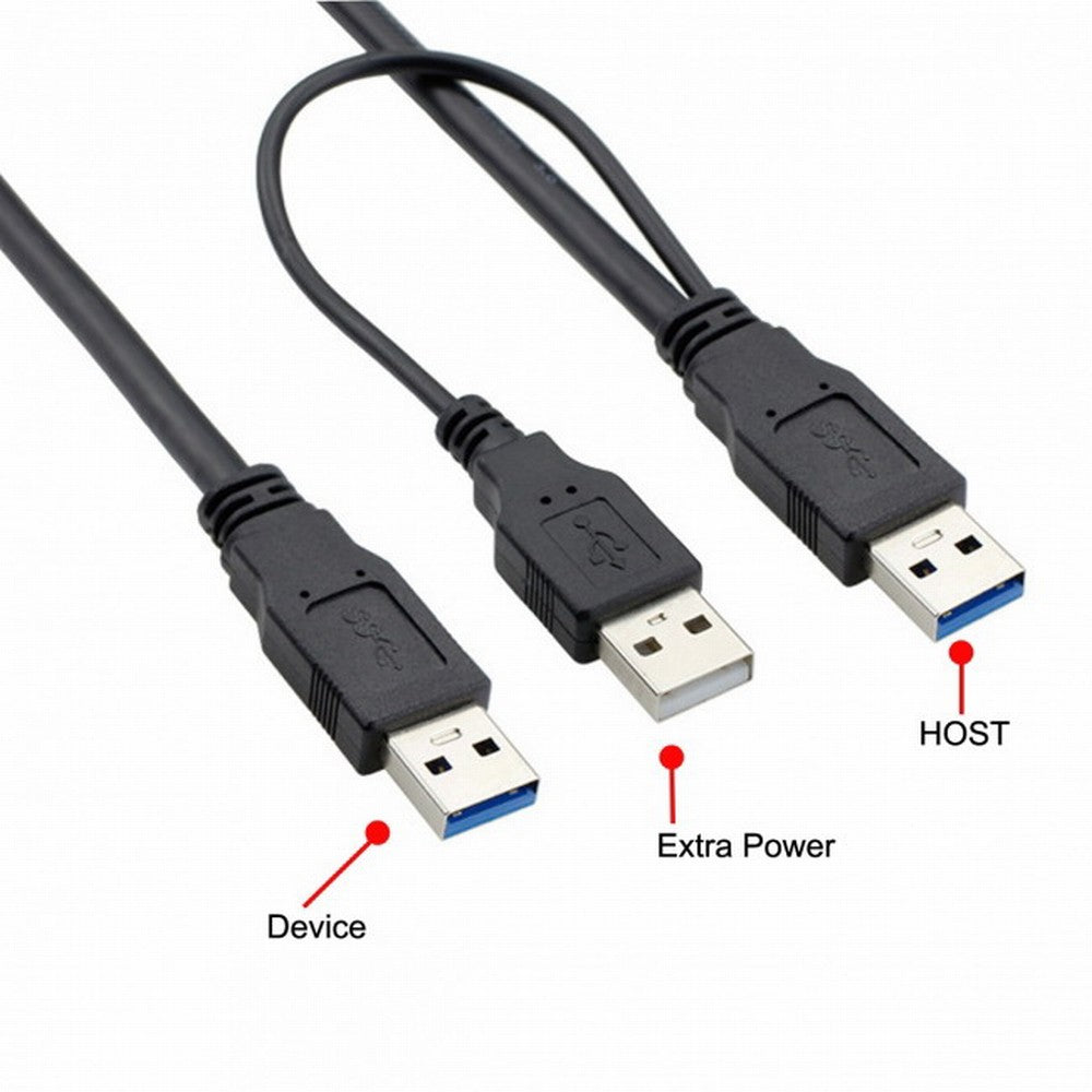 Chenyang super speed USB 3.0 power Y cable two A Male to USB Male for external Hard Disk U3-072