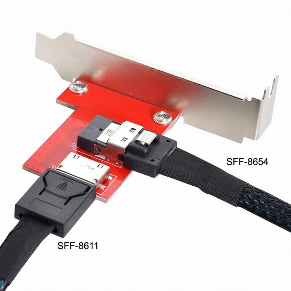 Chenyang PCI-Express 4.0 Slimline SAS SFF-8654 to Oculink SFF-8611 SFF-8612 PCBA Female Adapter With Bracket SF-043