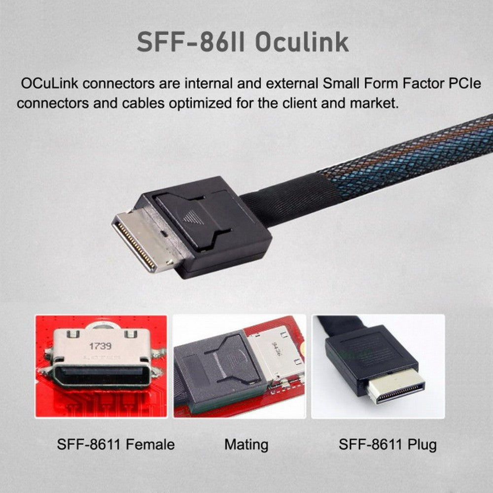 Chenyang PCI-Express 4.0 Slimline SAS SFF-8654 to Oculink SFF-8611 SFF-8612 PCBA Female Adapter With Bracket SF-043