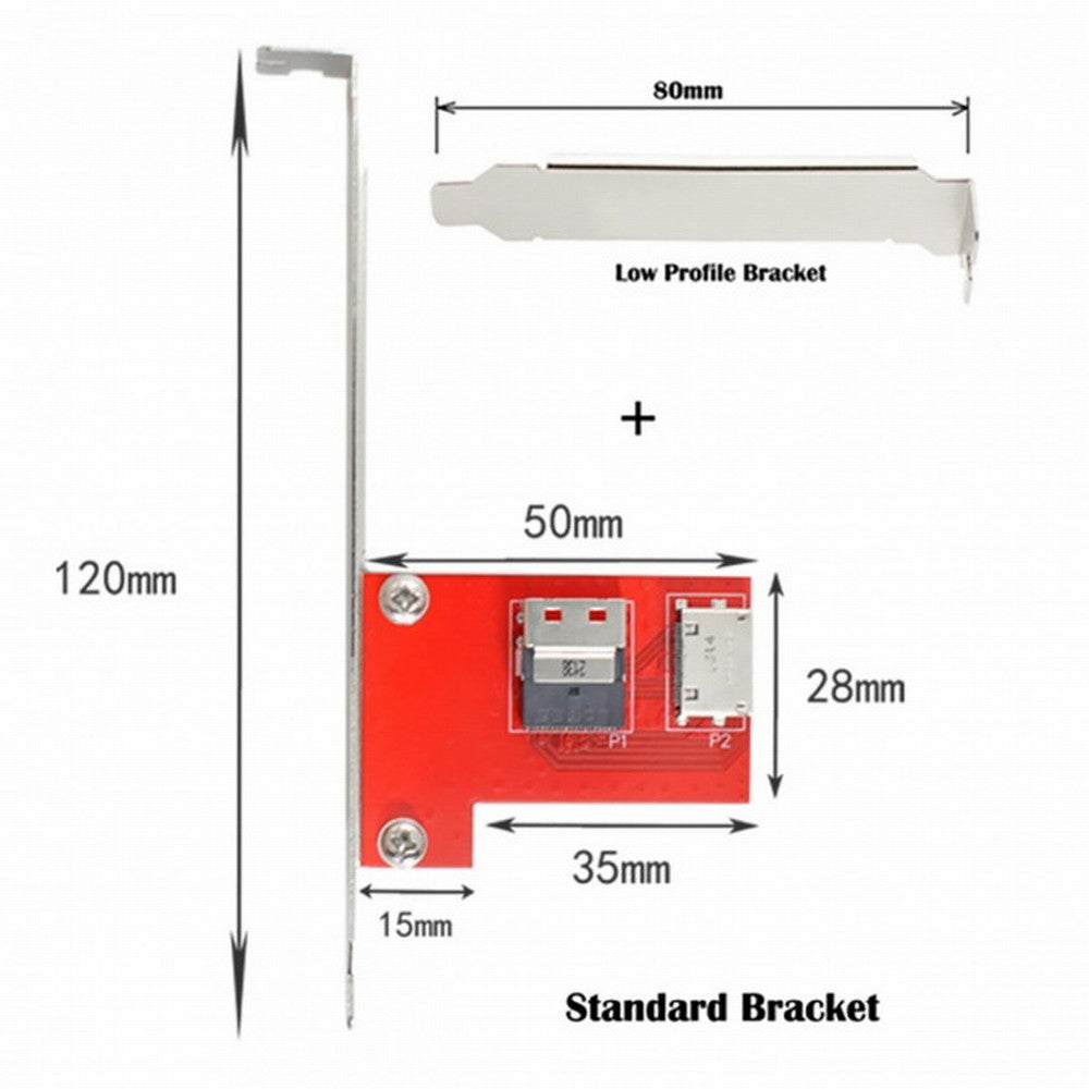 Chenyang PCI-Express 4.0 Slimline SAS SFF-8654 to Oculink SFF-8611 SFF-8612 PCBA Female Adapter With Bracket SF-043