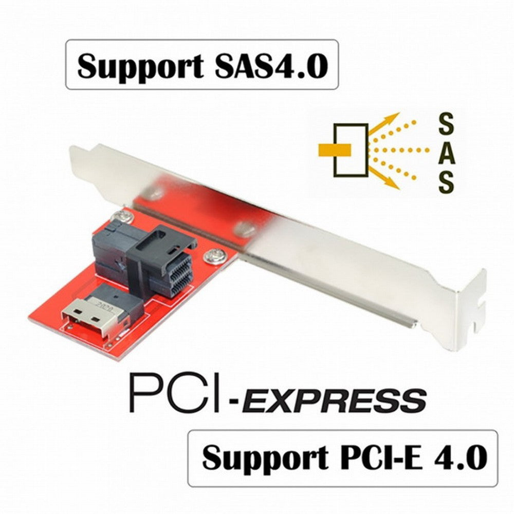 Chenyang PCI-Express 4.0 Slimline SAS SFF-8654 to HD SFF-8643 PCBA Female Adapter With Bracket SF-044