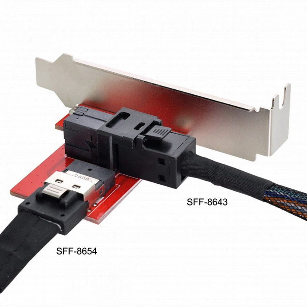 Chenyang PCI-Express 4.0 Slimline SAS SFF-8654 to HD SFF-8643 PCBA Female Adapter With Bracket SF-044